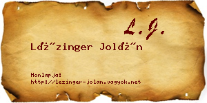 Lézinger Jolán névjegykártya